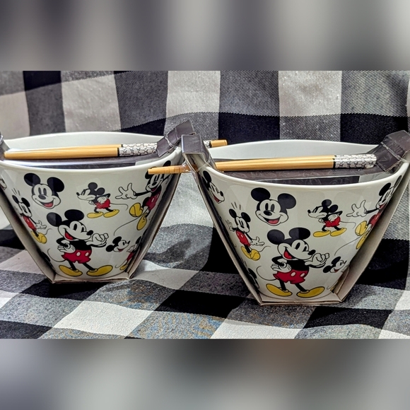 Disney Other - Disney Mickey Mouse Noodle Bowls with Chopsticks